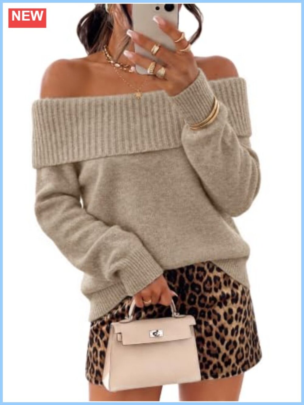 Off Shoulder Oversized Batwing Knit Sweater Women Fall Winter Pullover